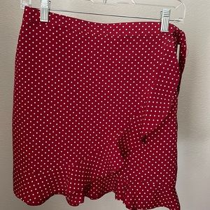Nastygal red polka dot wrap skirt